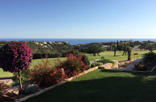 Aphrodite Hills Apartment | Aphrodite Hills Garden Apartment With Panoramic Golf & Sea Views. Free WIFI.