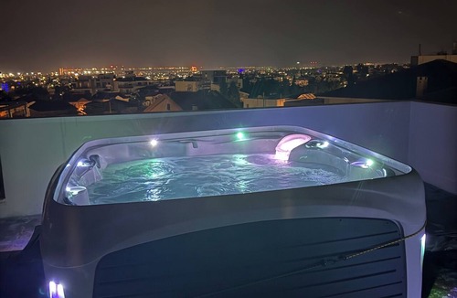 Agia Fyla Apartment | Panoramic Sea Views Private Terrace Hot Tub & Modern Comforts