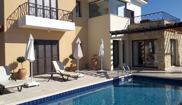 Beautiful detached villa with private pool and lovely views towards the sea in Paphos