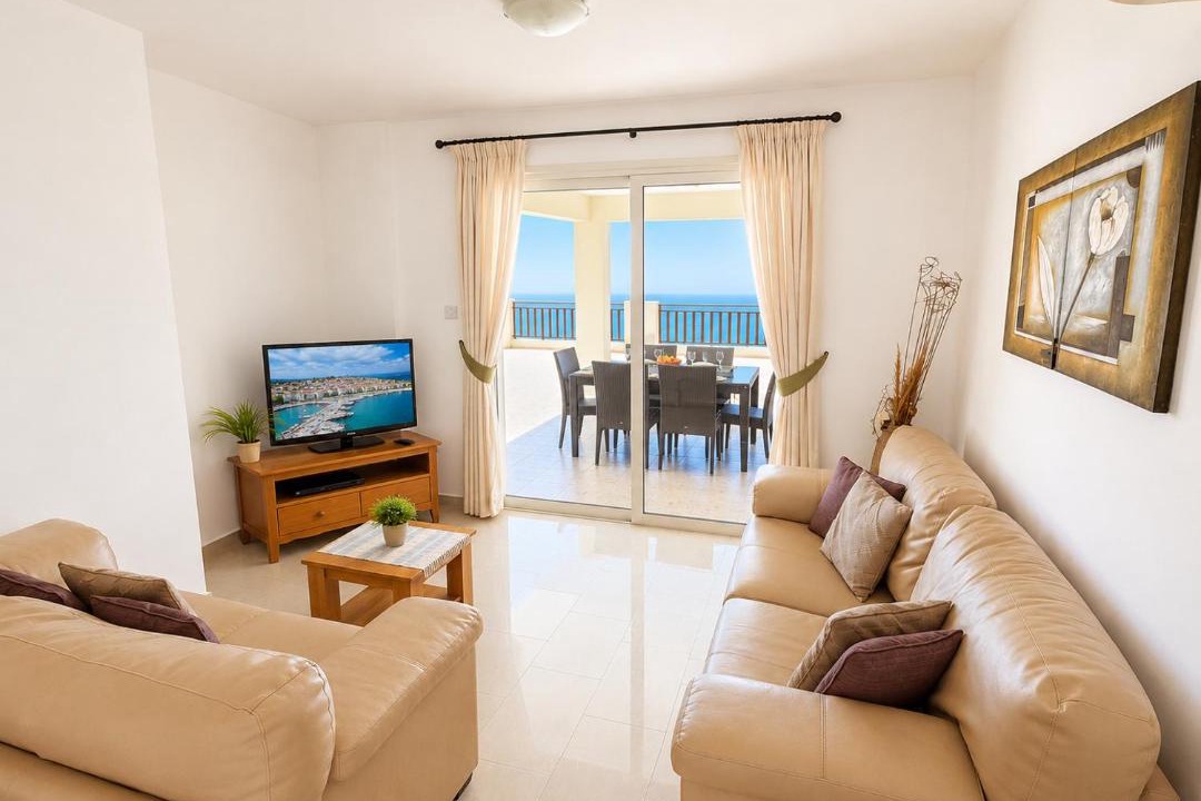 Peyia Town Apartment | First floor 2 bedroom apartment, large balcony, amazing sea views, communal pool