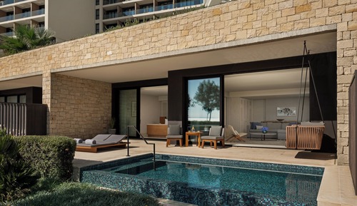 Seafront Cabana with Two Bedrooms, Living room and Private Pool