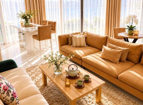Wonderful 2 Bed Flat 2 Bathrooms 2 Dining Balconies Private Parking swimming pool City Central Kyrenia Walking distance to Dünya IVF & Grand Opera Casino in Kyrenia
