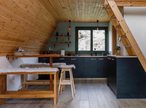 Panoramic Mountain A-Frame Cabin Retreat with Fireplace in Limassol, Cyprus